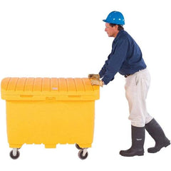 UltraTech - 15 Cu Ft, 350 Lb Load Capacity Safety Orange Polyethylene Tote Container - 48" Long x 31" Wide x 41.8" High, Lid Included - Top Tool & Supply