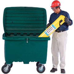 UltraTech - 15 Cu Ft, 350 Lb Load Capacity Green Polyethylene Tote Container - 48" Long x 31" Wide x 41.8" High, Lid Included - Top Tool & Supply