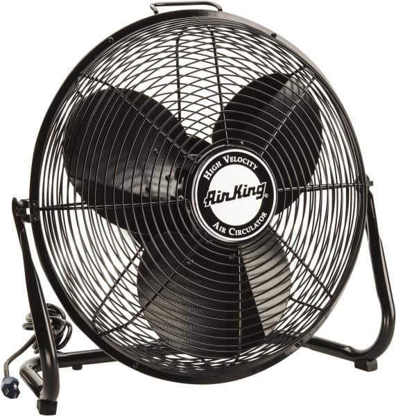 Air King - 18" Blade, 1/6 hp, 1,925, 2,575 & 3,400 CFM, Low Floor Stand Industrial Circulation Fan - Floor Stand, 110 Volts, 0.95/1.65 Amps, 3 Speed - Top Tool & Supply