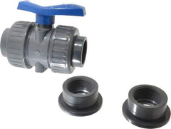 Simtech - 2" Pipe, Full Port, PVC True Union Design Ball Valve - Inline - Two Way Flow, FNPT x FNPT (with Socket Adapter) Ends, Tee Handle, 232 WOG - Top Tool & Supply