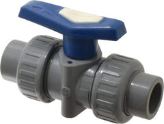 Simtech - 1/2" Pipe, Full Port, CPVC True Union Design Ball Valve - Inline - Two Way Flow, FNPT x FNPT (with Socket Adapter) Ends, Tee Handle, 232 WOG - Top Tool & Supply