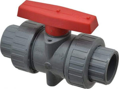 Simtech - 1" Pipe, Full Port, CPVC True Union Design Ball Valve - Inline - Two Way Flow, FNPT x FNPT (with Socket Adapter) Ends, Tee Handle, 232 WOG - Top Tool & Supply