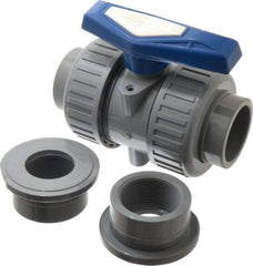 Simtech - 2" Pipe, Full Port, CPVC True Union Design Ball Valve - Inline - Two Way Flow, FNPT x FNPT (with Socket Adapter) Ends, Tee Handle, 232 WOG - Top Tool & Supply