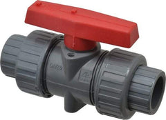 Simtech - 3/4" Pipe, Full Port, CPVC True Union Design Ball Valve - Inline - Two Way Flow, FNPT x FNPT (with Socket Adapter) Ends, Tee Handle, 232 WOG - Top Tool & Supply