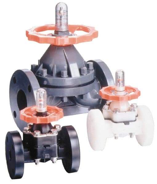 Simtech - 1-1/2" Pipe, 150 Max psi, Diaphragm Valve - Flanged End Connection, PVC, Viton Seal - Top Tool & Supply