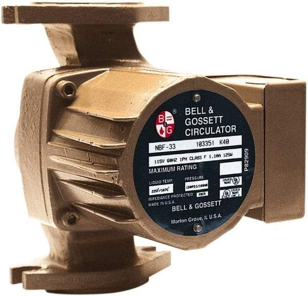 Bell & Gossett - 0.068 hp, 1 Phase, Bronze Housing, Noryl Impeller, Inline Circulator Pump - 115/230V Volt, 60 Hz Hz, 125 Max psi, 120V Motor - Top Tool & Supply