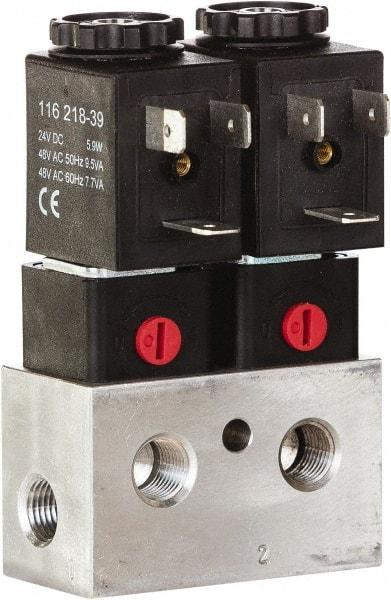 ARO/Ingersoll-Rand - 1/8", CAT Series 3-Way 2-Position Bar Manifold Stacking Solenoid Valve - 24 VDC, 0.062 CV Rate, 3.275" High x 3" Long - Top Tool & Supply