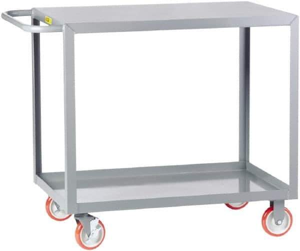 Little Giant - 1,200 Lb Capacity, 24" Wide x 48" Long x 35" High Service Cart - 2 Shelf, Steel, 2 Rigid/2 Swivel Casters - Top Tool & Supply