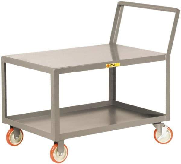 Little Giant - 1,200 Lb Capacity, 18" Wide x 32" Long x 35-3/4" High Standard Utility Cart - 2 Shelf, Steel, 2 Rigid/2 Swivel Casters - Top Tool & Supply