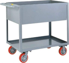 Little Giant - 1,200 Lb Capacity, 18" Wide x 30" Long x 35" High Deep Shelf Cart - 2 Shelf, Steel, 2 Rigid/2 Swivel Casters - Top Tool & Supply