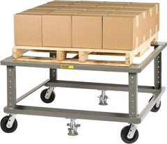 Little Giant - 3,600 Lb Capacity Steel Adjustable Height Pallet Stand - 48" Long x 42" Wide x 24" High, 6" Wheels - Top Tool & Supply