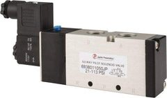 PRO-SOURCE - 3/8", 5/2 Way Single Stacking Solenoid Valve - 110 VAC, 1.9 CV Rate, 2.81" High x 6.22" Long - Top Tool & Supply