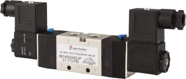 PRO-SOURCE - 1/4", 5/2 Way Double Stacking Solenoid Valve - 24 VDC, 0.98 CV Rate, 2.6" High x 7.76" Long - Top Tool & Supply