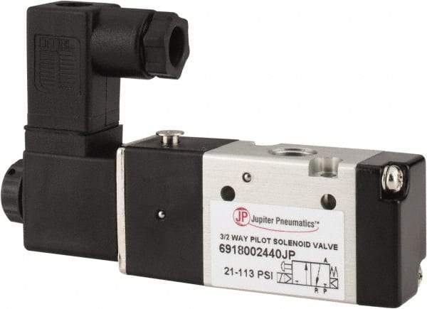 PRO-SOURCE - 1/8", 3/2 Way Single Stacking Solenoid Valve - 24 VDC, 0.65 CV Rate, 1.38" High x 3.46" Long - Top Tool & Supply