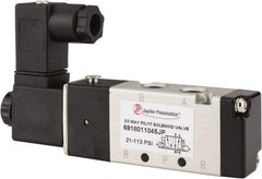 PRO-SOURCE - 1/8", 5/2 Way Body Ported Stacking Solenoid Valve - 110 VAC, 0.6 CV Rate, 1.36" High x 3.88" Long - Top Tool & Supply