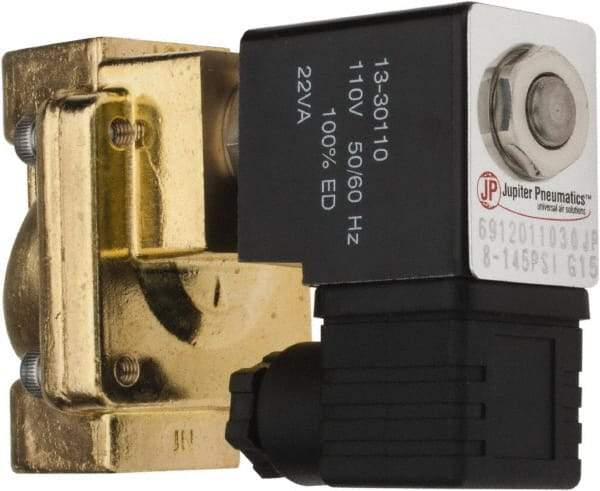 PRO-SOURCE - 1/2", 2/2 Way Stacking Solenoid Valve - 110 VAC, 4.5 CV Rate, 4.19" High x 2.83" Long - Top Tool & Supply