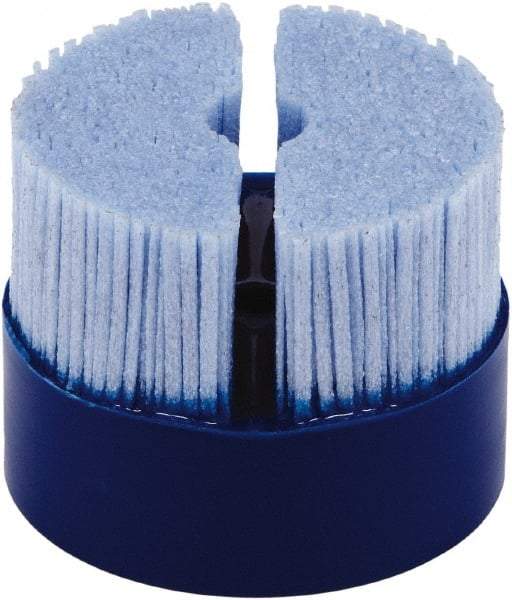 Tanis - 2" 120 Grit Ceramic Crimped Disc Brush - Drive Arbor Connector, 1-1/4" Trim Length, 3/8" Arbor Hole - Top Tool & Supply