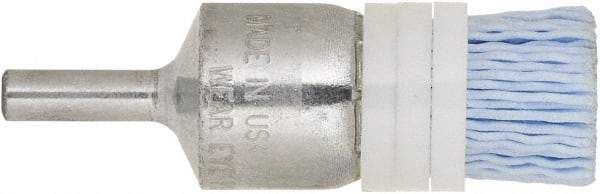 Tanis - 220 Grit, 3/4" Brush Diam, Crimped, End Brush - 1/4" Diam Steel Shank, 10,000 Max RPM - Top Tool & Supply