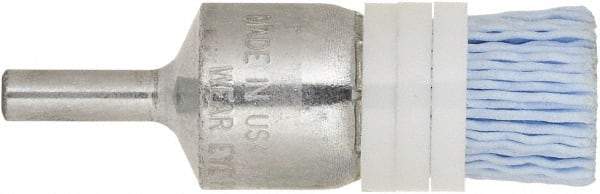 Tanis - 120 Grit, 3/4" Brush Diam, Crimped, End Brush - 1/4" Diam Steel Shank, 10,000 Max RPM - Top Tool & Supply