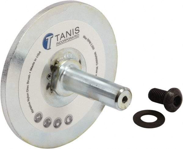 Tanis - 1/4" Arbor Hole to 3/4" Shank Diam Drive Arbor - For 6" Tanis Disc Brushes, Flow Through Spindle - Top Tool & Supply