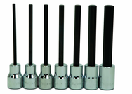 8 Piece - 1/8; 9/64; 5/32; 3/16; 7/32; 1/4; 5/16; & 3/8" - 3/8" Drive - Hex Long Bit Socket Set - Top Tool & Supply