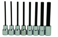 7 Piece - 4; 5; 6; 7; 8; 9; 10mm - 3/8" Drive - Hex Long Bit Metric Socket Set - Top Tool & Supply