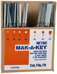 Made in USA - 12" Long, Key Stock Assortment - 18-8 Stainless Steel - Top Tool & Supply