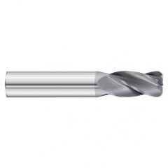 4mm Dia. x 50mm Overall Length 4-Flute 0.2mm C/R Solid Carbide SE End Mill-Round Shank-Center Cut-TiAlN - Top Tool & Supply