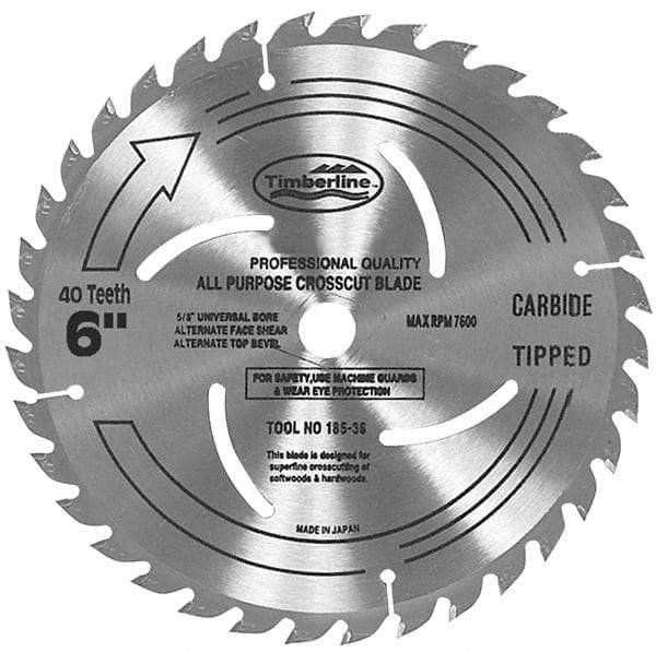 Amana Tool - 6" Diam, 1/2" Arbor Hole Diam, 40 Tooth Wet & Dry Cut Saw Blade - Carbide-Tipped, General Purpose Action, Standard Round Arbor - Top Tool & Supply