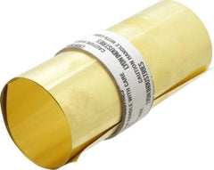 Made in USA - 5 Ft. Long x 6 Inch Wide x 0.002 Inch Thick, Roll Shim Stock - Brass - Top Tool & Supply