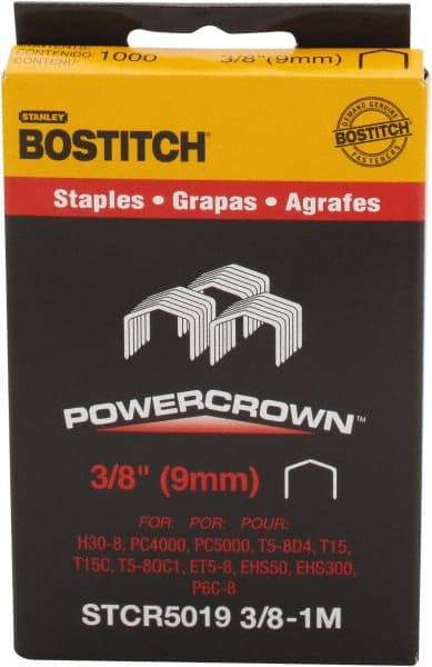 Stanley Bostitch - 3/8" Long x 7/16" Wide, 18 Gauge Crowned Construction Staple - Steel, Chisel Point - Top Tool & Supply