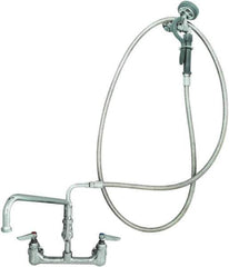 T&S Brass - Riser with Spring Guide, 2 Way Design, Wall Mount, Pre Rinse Faucet Assembly - Lever Handle - Top Tool & Supply