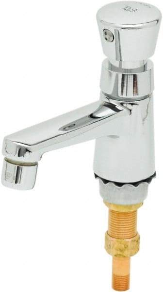 T&S Brass - Push Button Handle, Deck Mounted Bathroom Faucet - Metering Faucet, No Drain, Standard Spout - Top Tool & Supply