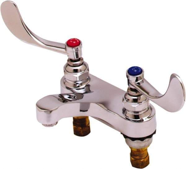 T&S Brass - Faucet Mount, Deck Mount Faucet without Spray - Two Handle, Wrist Blade Handle, Cast Basin Spout, No Drain - Top Tool & Supply