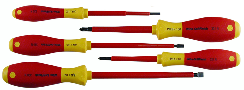 Insulated Slotted Screwdriver 3.0; 4.5; 6.5mm & Phillips # 1 & # 2. 5 Piece Set - Top Tool & Supply