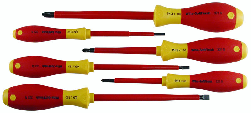 Insulated Slotted Screwdriver 3.4; 4.5; 6.5mm & Phillips # 1; 2 & 3. 6 Piece Set - Top Tool & Supply