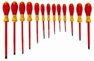 Insulated Slotted Screwdriver 2.0; 2.5; 3.0; 3.5; 4.5; 5.5; 6.5; 8.0; 10.0mm & Phillips # 0; 1; 2; 3. 13 Piece Set - Top Tool & Supply