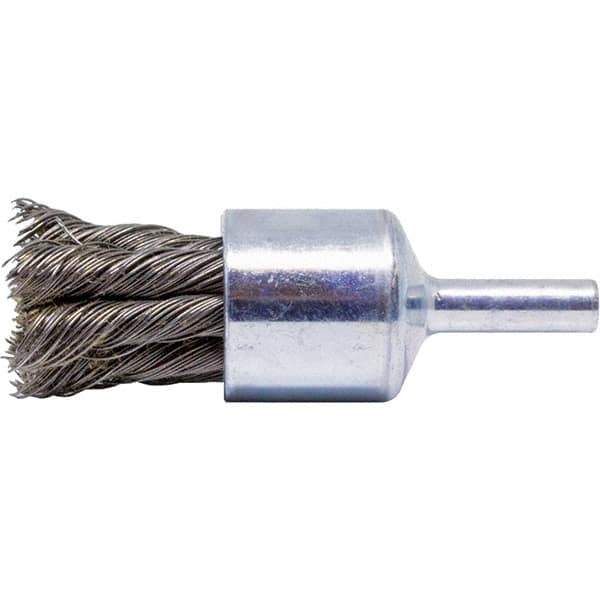 Brush Research Mfg. - 3/4" Brush Diam, Knotted, End Brush - 1/4" Diam Steel Shank, 20,000 Max RPM - Top Tool & Supply