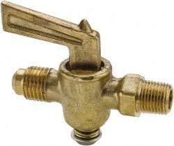 Parker - 1/4" Pipe, 3/8" Tube, Flare to Male Pipe Drain Cock & Shutoff Valve - 1/4-18 Thread, 30 Max psi - Top Tool & Supply