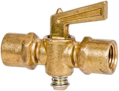 Parker - 1/4" Tube, Compression Pipe to Compression Pipe Drain Cock & Shutoff Valve - 1/4-18 Thread, 30 Max psi - Top Tool & Supply