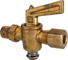 Parker - 1/8" Pipe, 1/4" Tube, Compression Pipe to Male Pipe Drain Cock & Shutoff Valve - 1/8-27 Thread, 30 Max psi - Top Tool & Supply