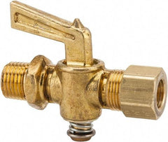 Parker - 1/4" Pipe, 3/8" Tube, Compression Pipe to Male Pipe Drain Cock & Shutoff Valve - 1/4-18 Thread, 30 Max psi - Top Tool & Supply