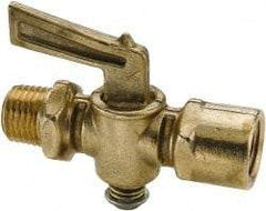 Parker - 1/4" Pipe, Female Pipe to Male Pipe Drain Cock & Shutoff Valve - 1/4-18 Thread, 30 Max psi - Top Tool & Supply