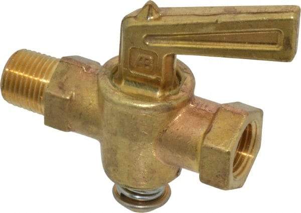 Parker - 1/8" Pipe, Female Pipe to Male Pipe Drain Cock & Shutoff Valve - 1/8-27 Thread, 30 Max psi - Top Tool & Supply