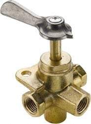 Parker - 1/4" Pipe, Female Pipe Drain Cock & Shutoff Valve - 1/4-18 Thread, 30 Max psi - Top Tool & Supply