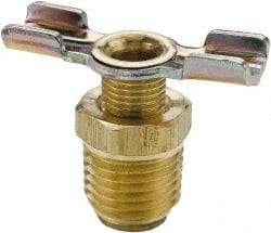 Parker - 3/8" Pipe, External Seal Drain Cock & Shutoff Valve - 3/8-18 Thread, 150 Max psi - Top Tool & Supply