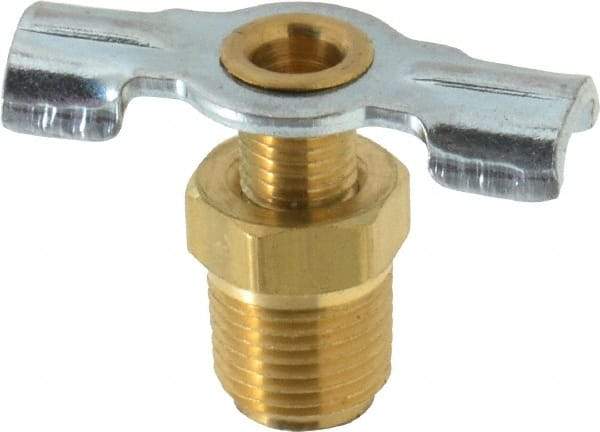 Parker - 1/8" Pipe, External Seal Drain Cock & Shutoff Valve - 1/8-27 Thread, 150 Max psi - Top Tool & Supply