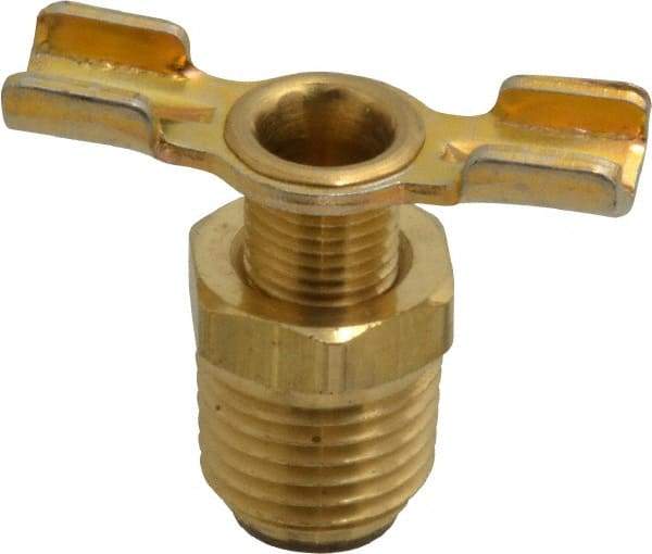 Parker - 1/4" Pipe, External Seal Drain Cock & Shutoff Valve - 1/4-18 Thread, 150 Max psi - Top Tool & Supply