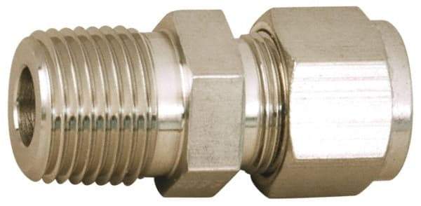 Parker - 5/16" OD, Stainless Steel Male Connector - -425 to 1,200°F, 9/16" Hex, Comp x MNPT Ends - Top Tool & Supply