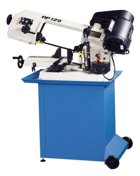 Enco - 5 x 6" Max Capacity, Manual Step Pulley Horizontal Bandsaw - 80, 120 & 200 SFPM Blade Speed, 110 Volts, 45 & 60°, 1/3 hp, 1 Phase - Top Tool & Supply